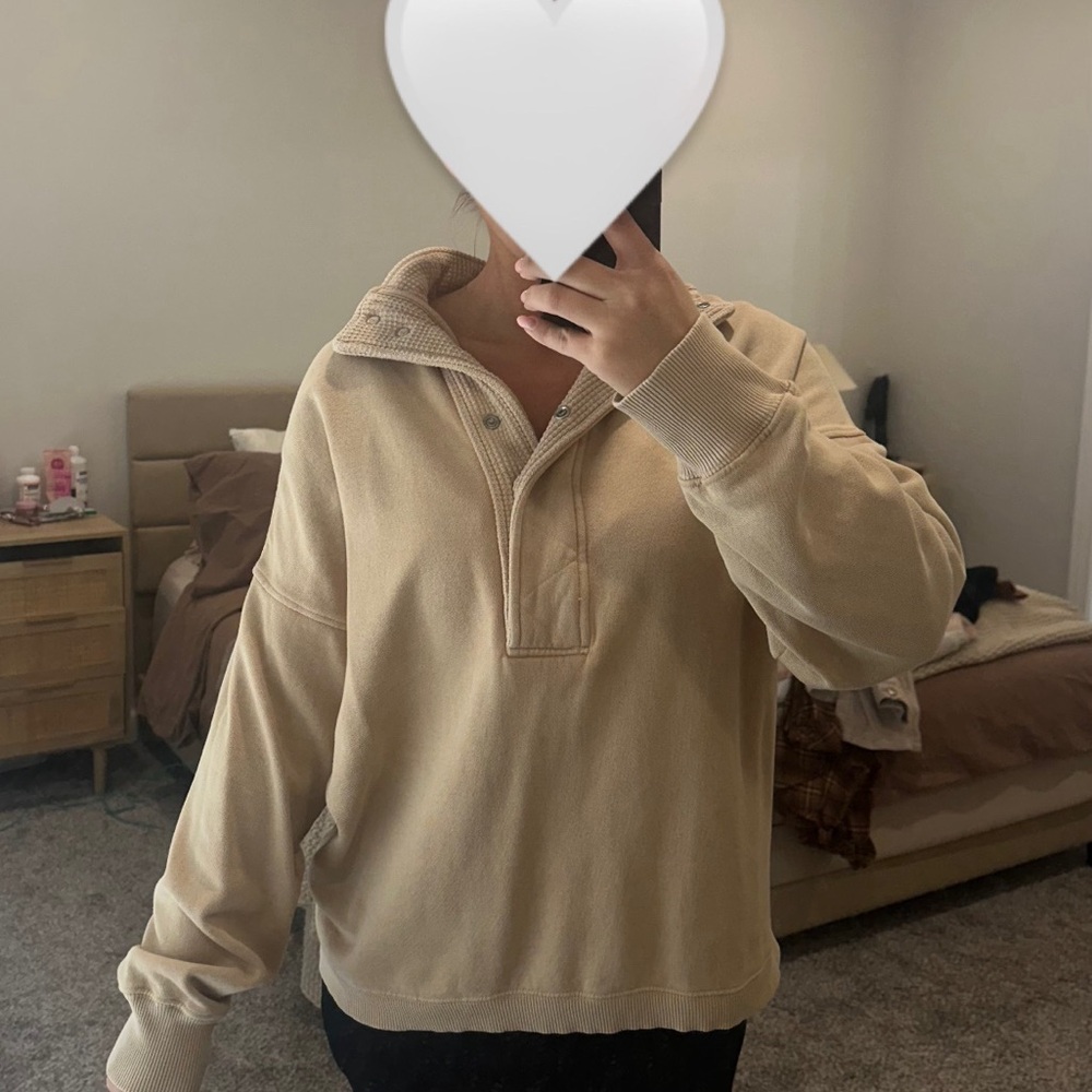 Aerie Sand Quarter-Zip Pullover